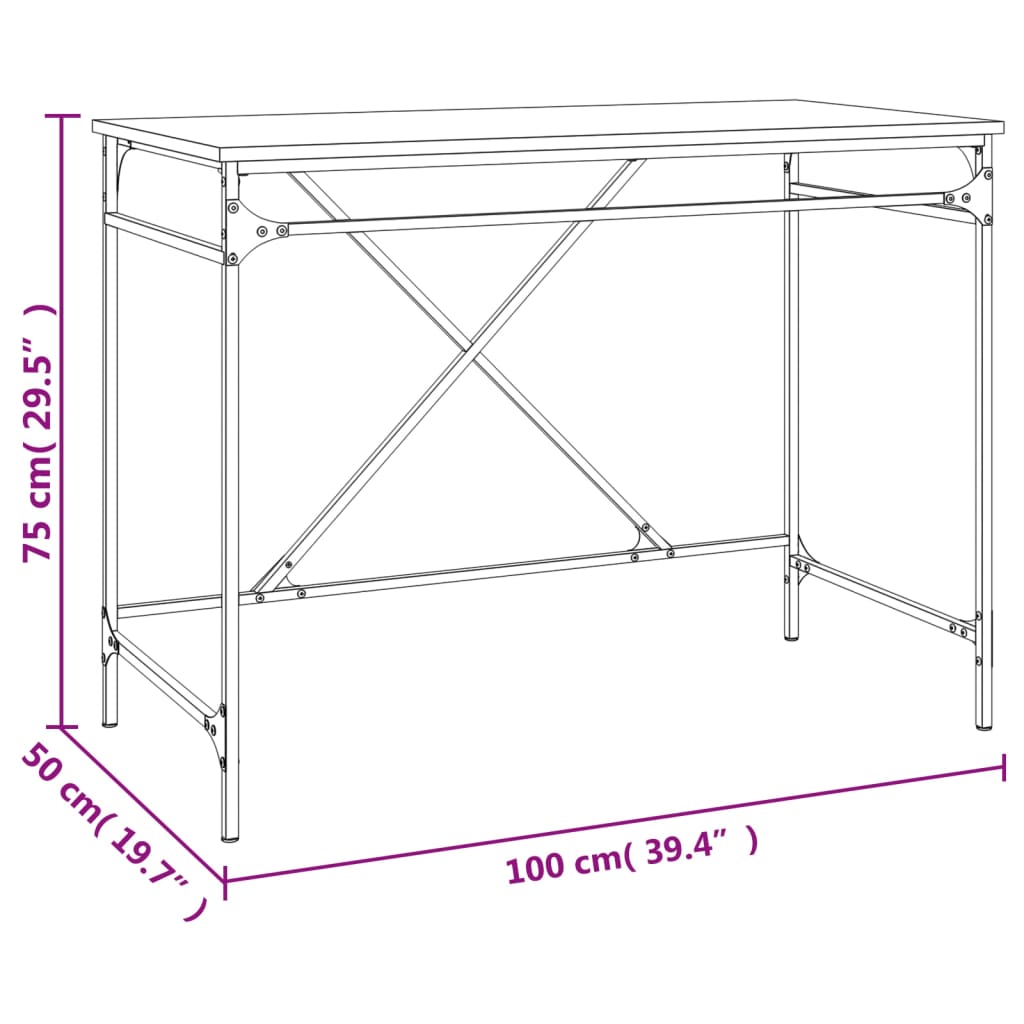 vidaXL Γραφείο Καπνιστή Δρυς 100 x 50 x 75 εκ. από Επεξεργασμένο Ξύλο