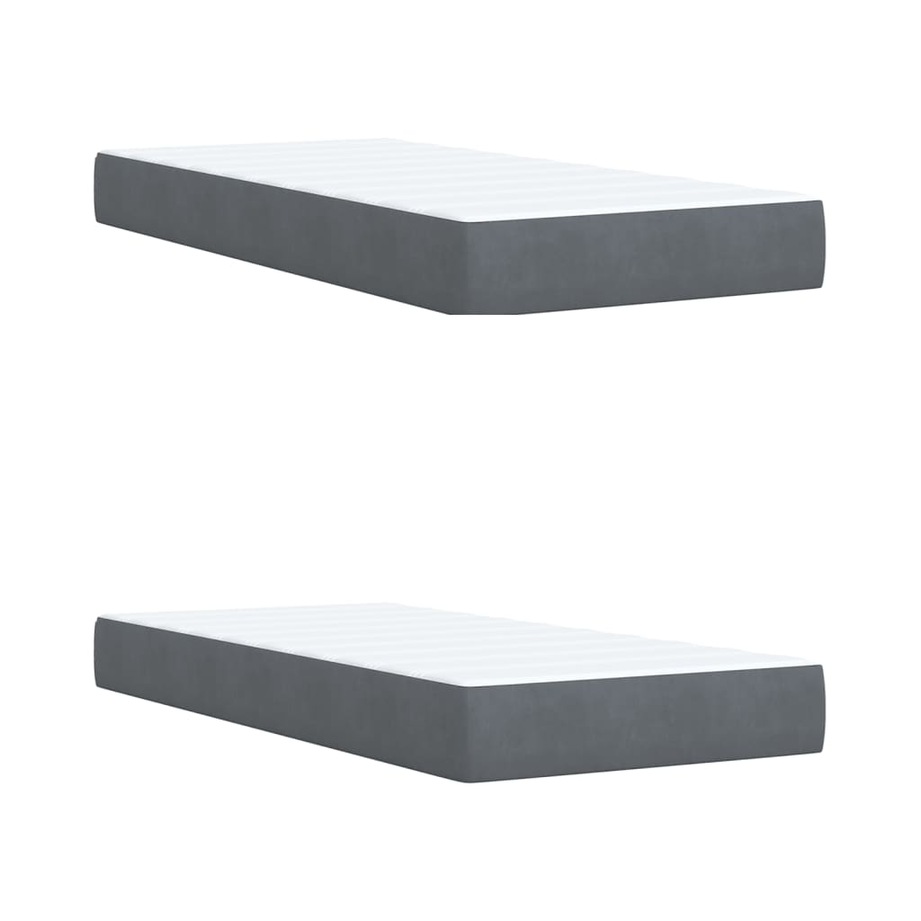 vidaXL Κρεβάτι Boxspring με Στρώμα Σκούρο Γκρι 200x200 εκ. Βελούδινο