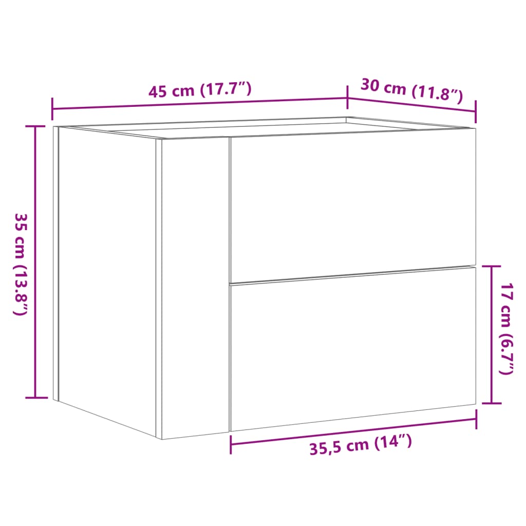 vidaXL Κομοδίνα Επιτοίχια 2 τεμ. Λευκά 45x30x35 εκ.