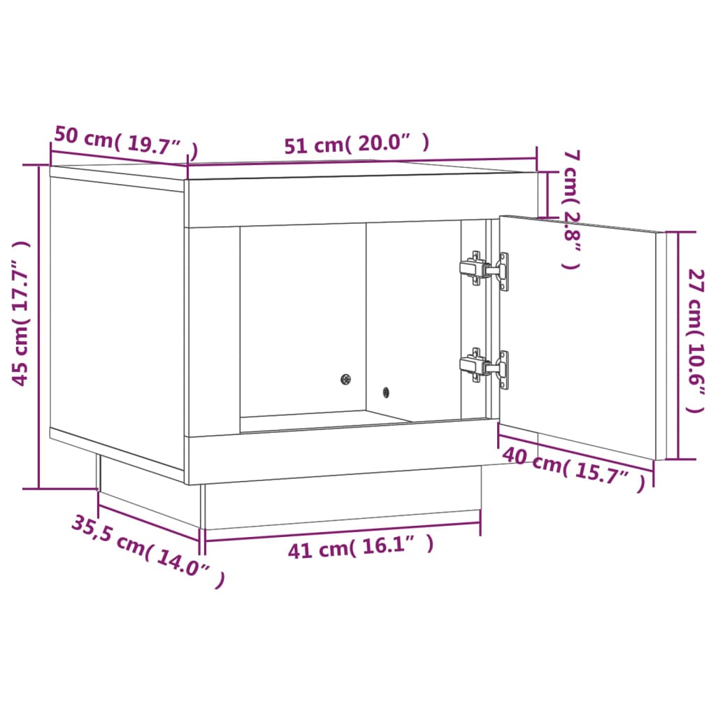 vidaXL Τραπεζάκι Σαλονιού Καφέ Δρυς 51 x 50 x 45 εκ. από Επεξεργ. Ξύλο