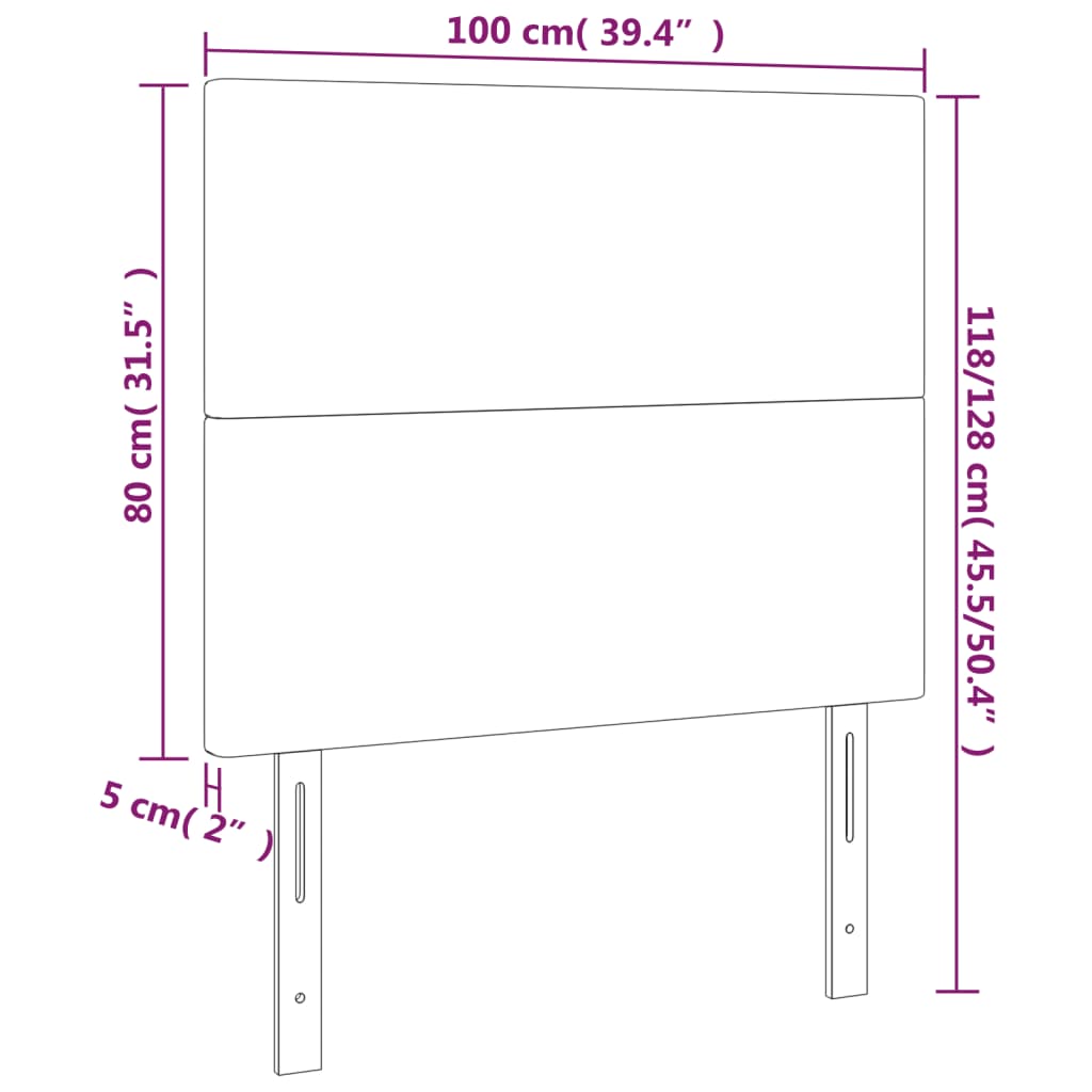 vidaXL Κεφαλάρια Κρεβατιού 2 τεμ. Γκρι 100x5x78/88 εκ.Συνθετικό Δέρμα