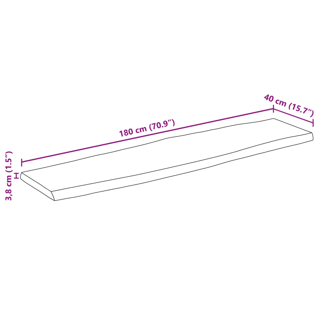 vidaXL Επιφάνεια Τραπεζιού 180x40x3,8 εκ. Live Edge Μασίφ Ξύλο Μάνγκο