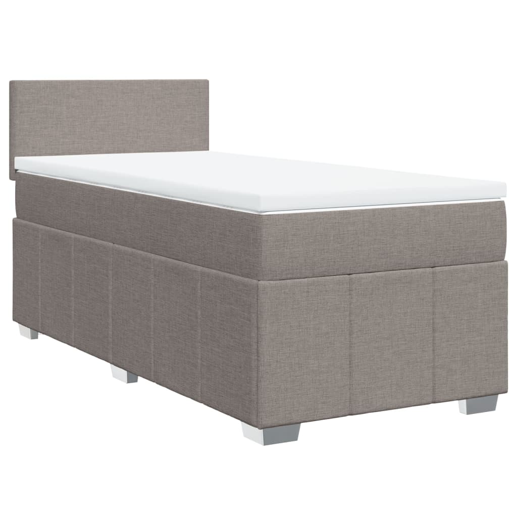 vidaXL Κρεβάτι Boxspring με Στρώμα Taupe 90x190 εκ.Υφασμάτινο