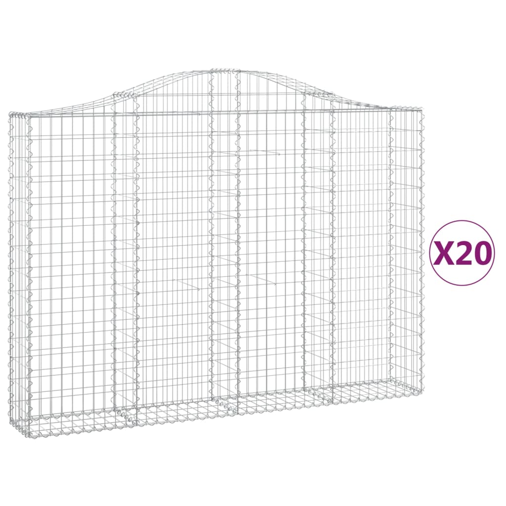 vidaXL Συρματοκιβώτια Τοξωτά 20 τεμ. 200x30x140/160 εκ. Γαλβαν. Ατσάλι