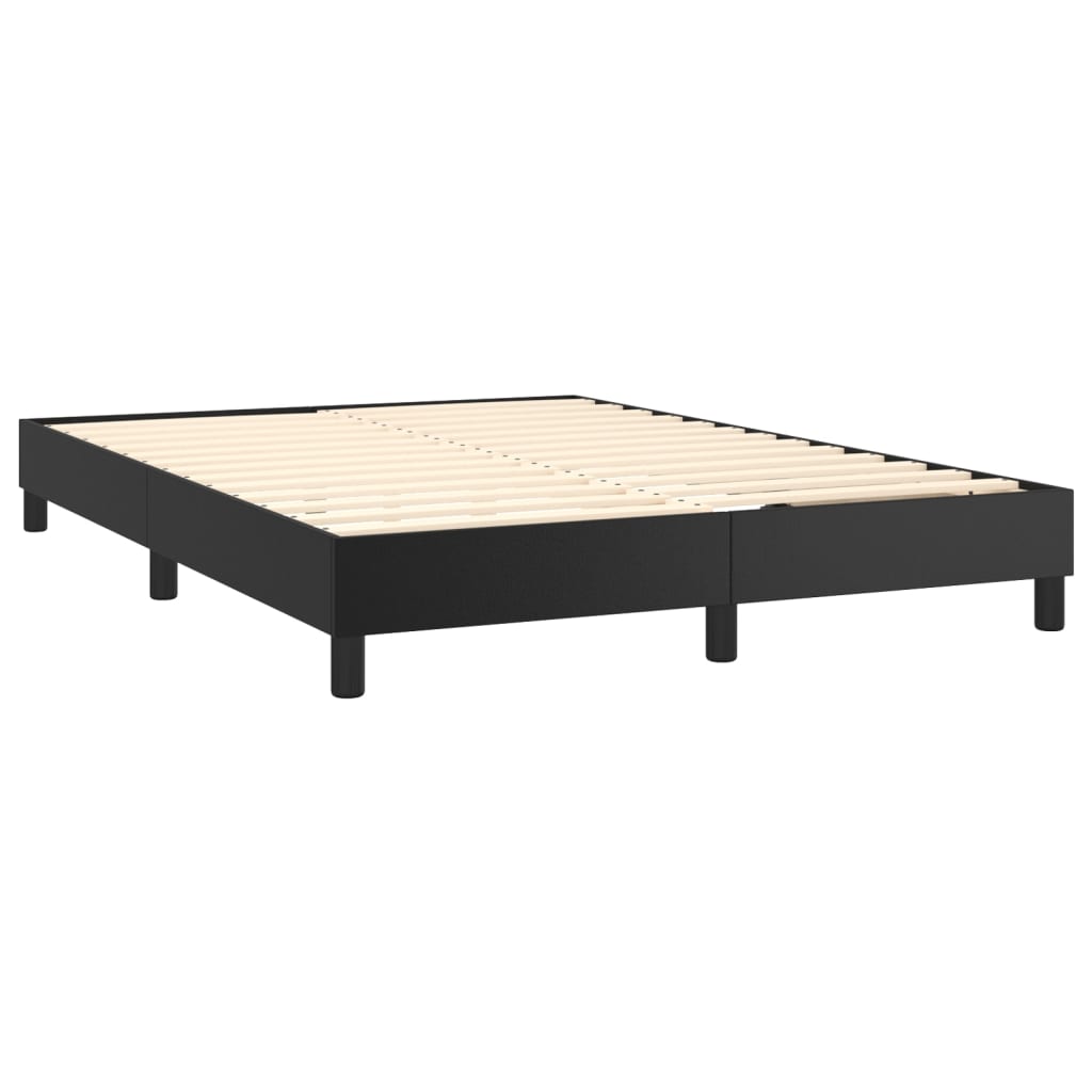 vidaXL Κρεβάτι Boxspring με Στρώμα & LED Μαύρο 140x190 εκ. Συνθ. Δέρμα