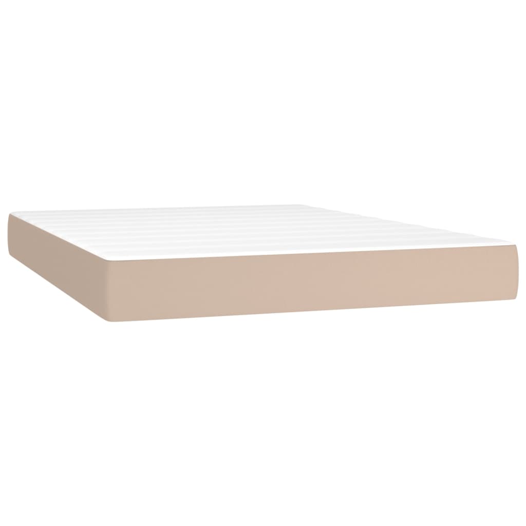 vidaXL Κρεβάτι Boxspring με Στρώμα Καπουτσίνο 140x200εκ.από Συνθ.Δέρμα