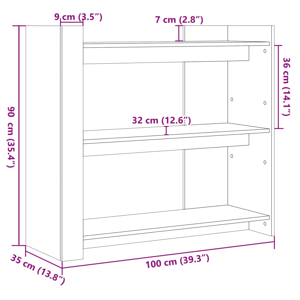 vidaXL Τραπέζι Κονσόλα Sonoma Δρυς 100x35x90 εκ. Επεξεργασμένο Ξύλο