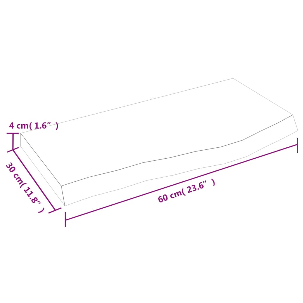 vidaXL Ράφι Τοίχου Ανοιχτό Καφέ 60x30x(2-4)εκ. Επεξ. Μασίφ Ξύλο Δρυός