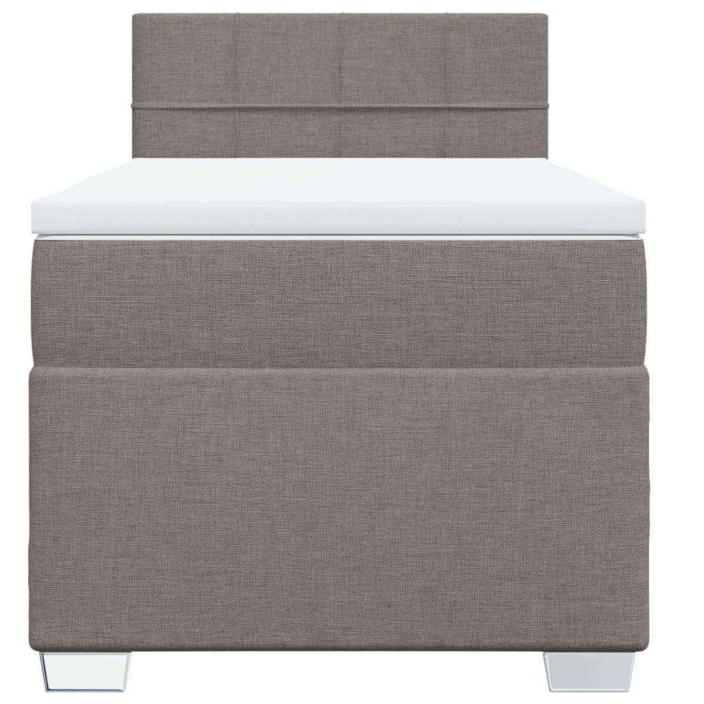 vidaXL Κρεβάτι Boxspring με Στρώμα Taupe 100 x 200 εκ. Υφασμάτινο