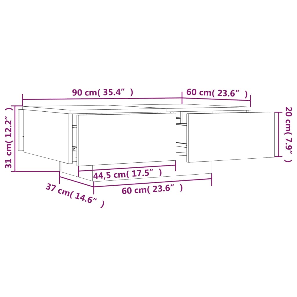 vidaXL Τραπεζάκι Σαλονιού Καφέ Δρυς 90x60x31 εκ. Επεξεργασμένο Ξύλο