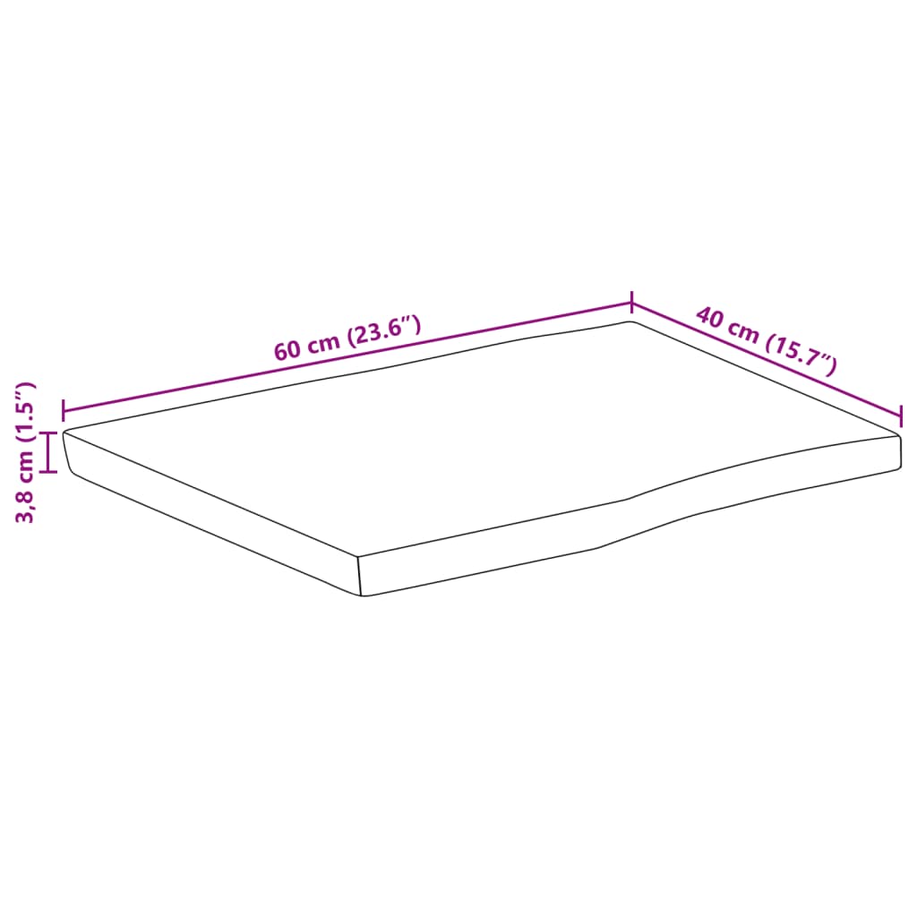 vidaXL Επιφάνεια Τραπεζιού 60x40x3,8 εκ. Live Edge Μασίφ Ξύλο Μάνγκο