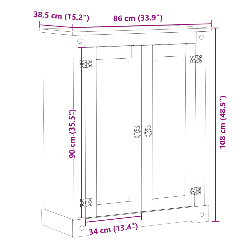 vidaXL Παπουτσοθήκη Corona 86x38,5x108 εκ. από Μασίφ Ξύλο Πεύκου