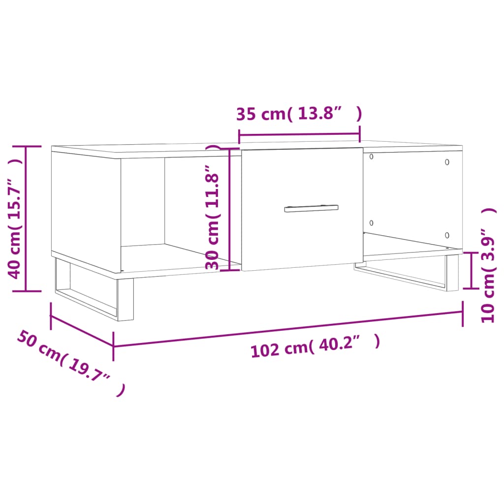 vidaXL Τραπεζάκι Σαλονιού Γκρι Σκυρ. 102x50x40 εκ. Επεξεργασμένο Ξύλο