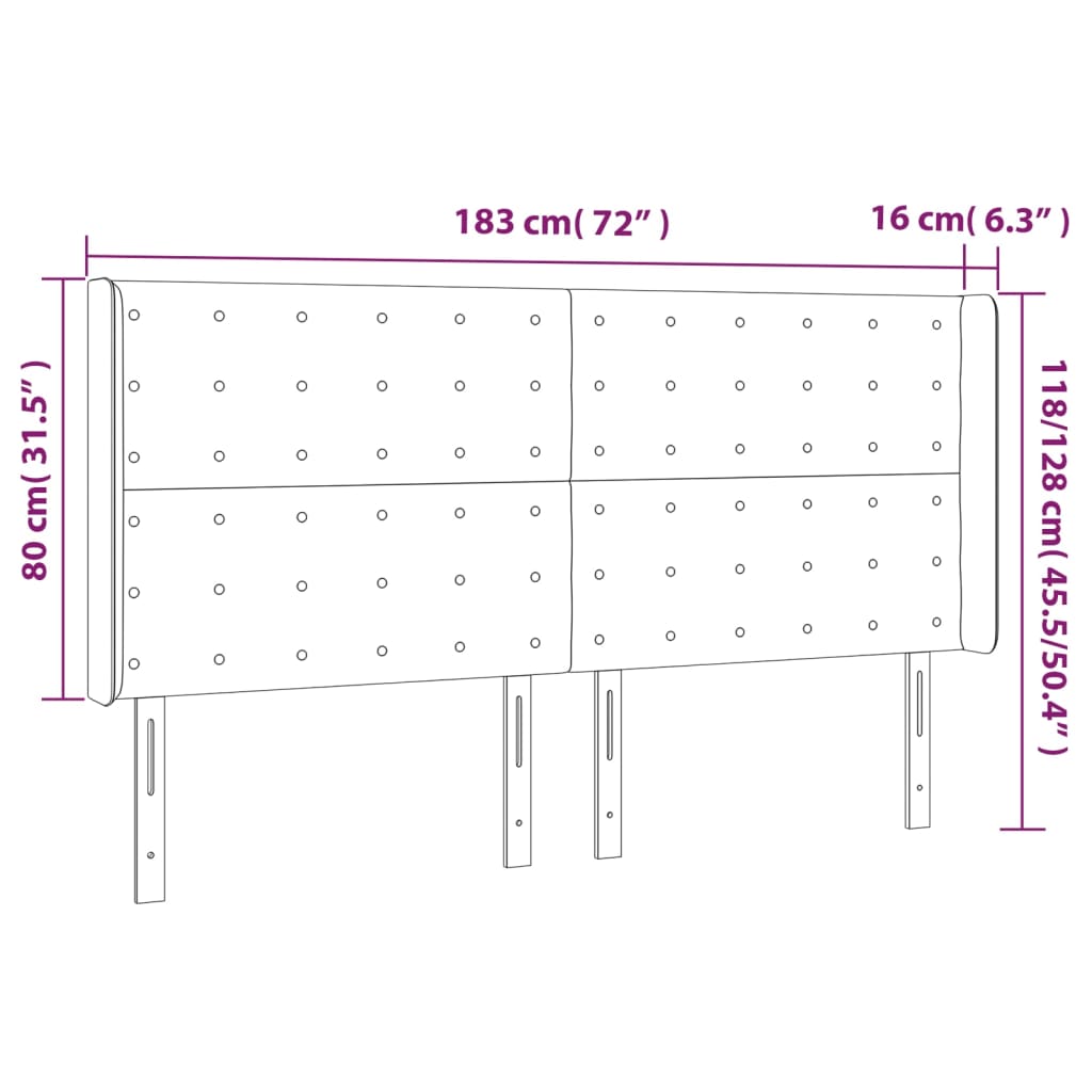 vidaXL Κεφαλάρι με Πτερύγια Μαύρο 183x16x118/128 εκ. Συνθ. Δέρμα