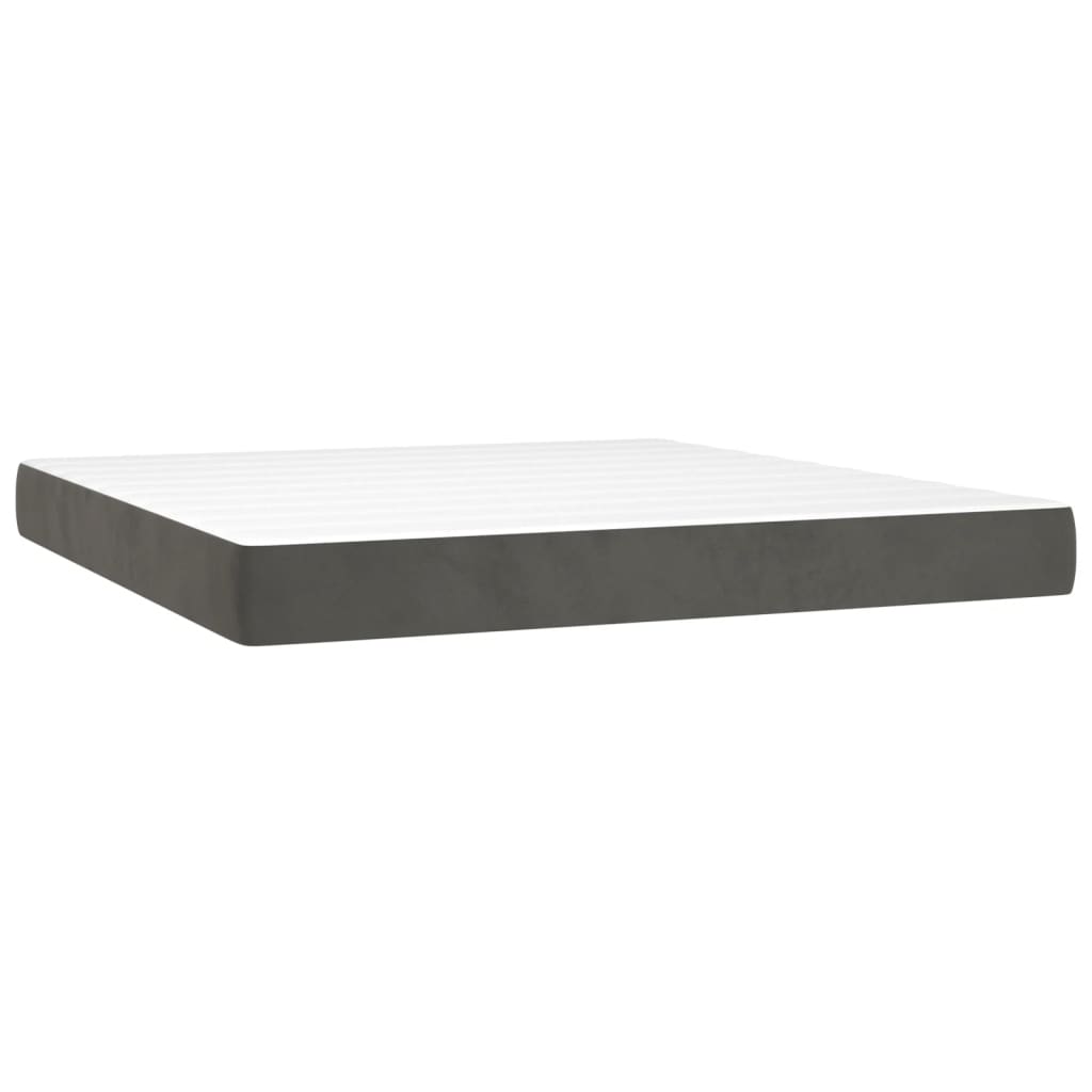 vidaXL Κρεβάτι Boxspring με Στρώμα Σκούρο Γκρι 160x200 εκ. Βελούδινο