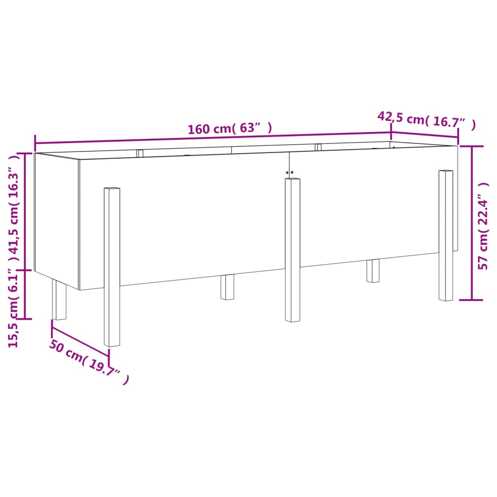 vidaXL Ζαρντινιέρα Υπερυψωμένη 160 x 50 x 57 εκ. από Μασίφ Ξύλο Πεύκου