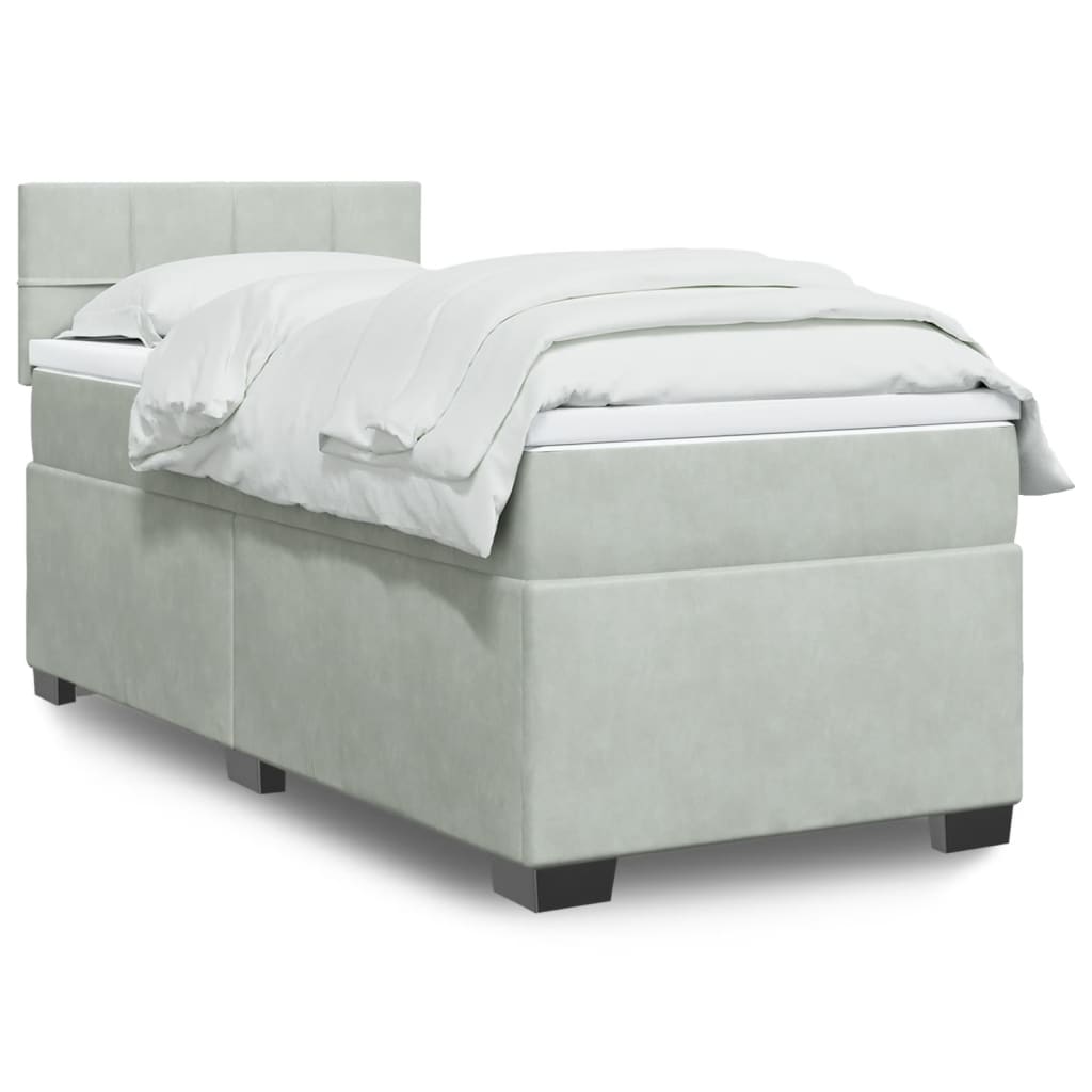 vidaXL Κρεβάτι Boxspring με Στρώμα Ανοιχτό Γκρι 80x200 εκ. Βελούδινο