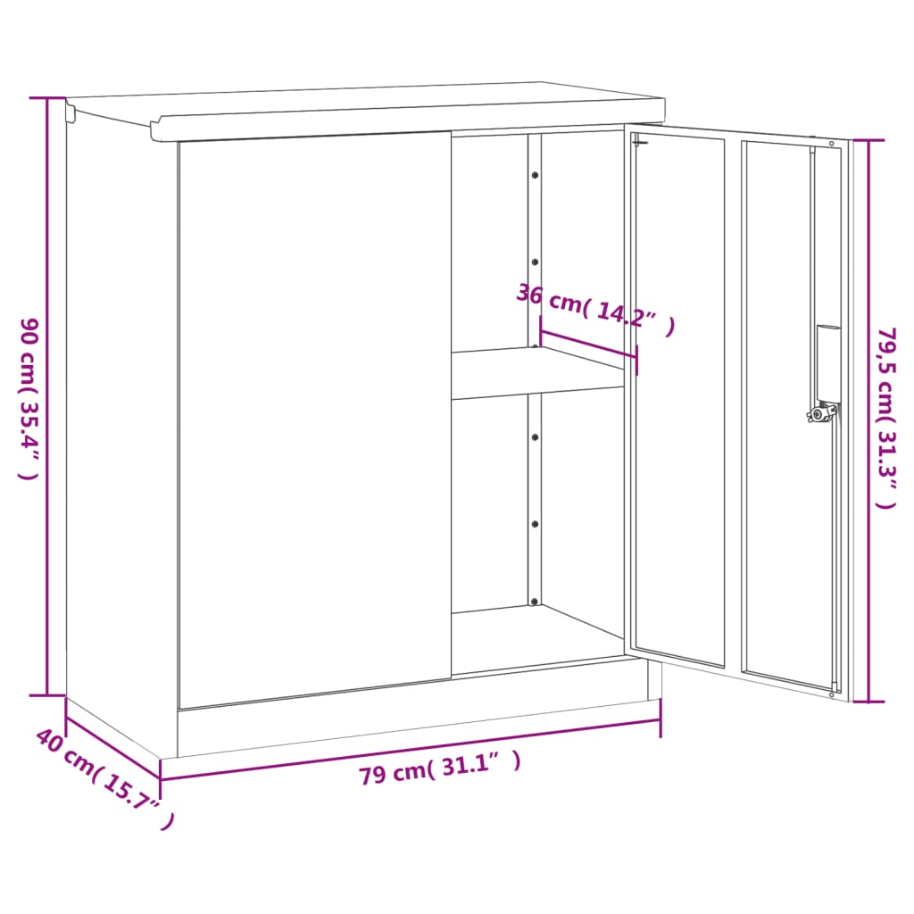 vidaXL Αρχειοθήκη Μαύρη 79 x 40 x 90 εκ. από Ατσάλι