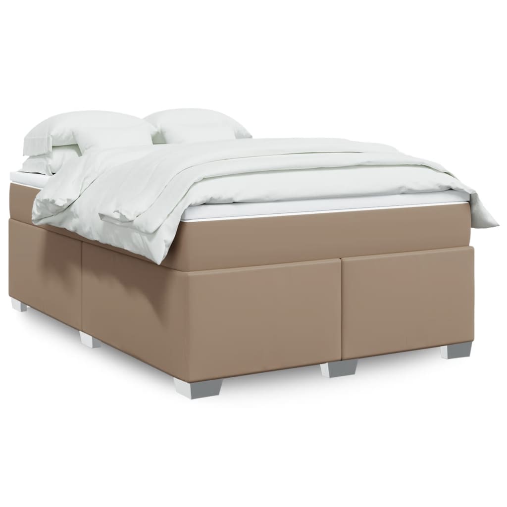 vidaXL Κρεβάτι Boxspring με Στρώμα Καπουτσίνο 140x200εκ.από Συνθ.Δέρμα