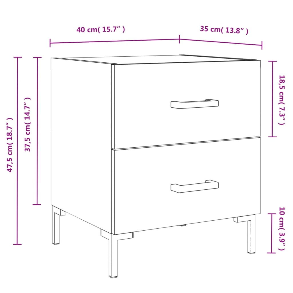 vidaXL Κομοδίνο Γκρι Sonoma 40 x 35 x 47,5 εκ. από Επεξεργασμένο Ξύλο