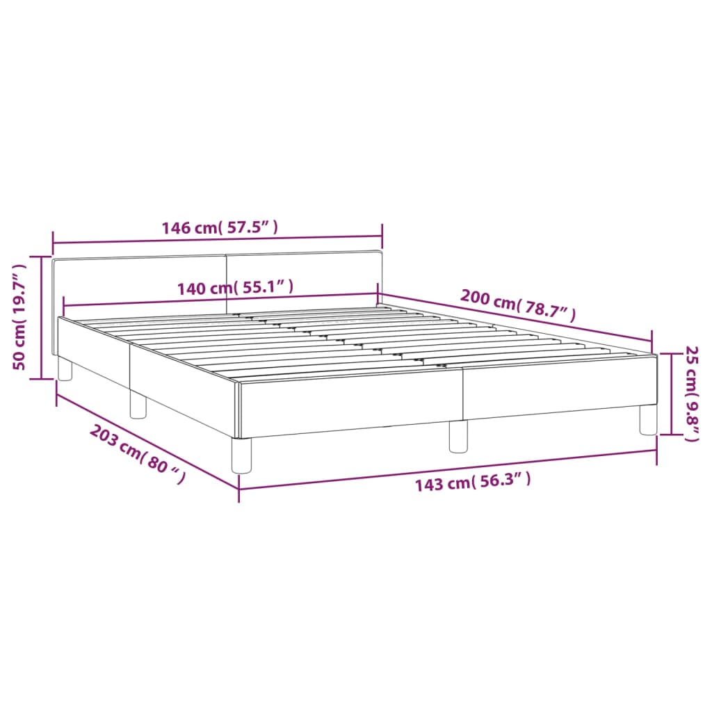 vidaXL Σκελετός Κρεβατιού Χωρίς Στρώμα Καφέ 140x200 εκ.Υφασμάτινο