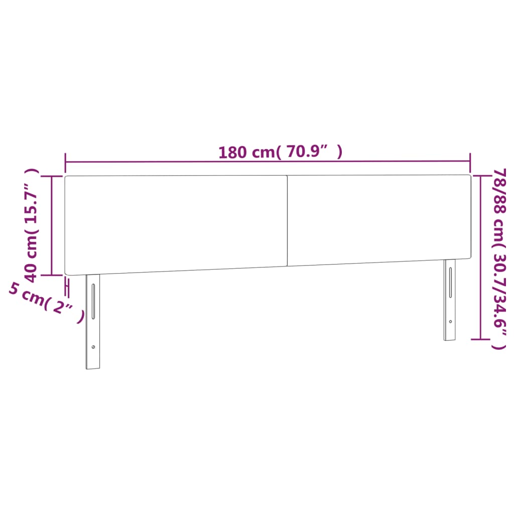 vidaXL Κεφαλάρι Κρεβατιού LED Σκούρο Μπλε 180x5x78/88 εκ. Βελούδινο