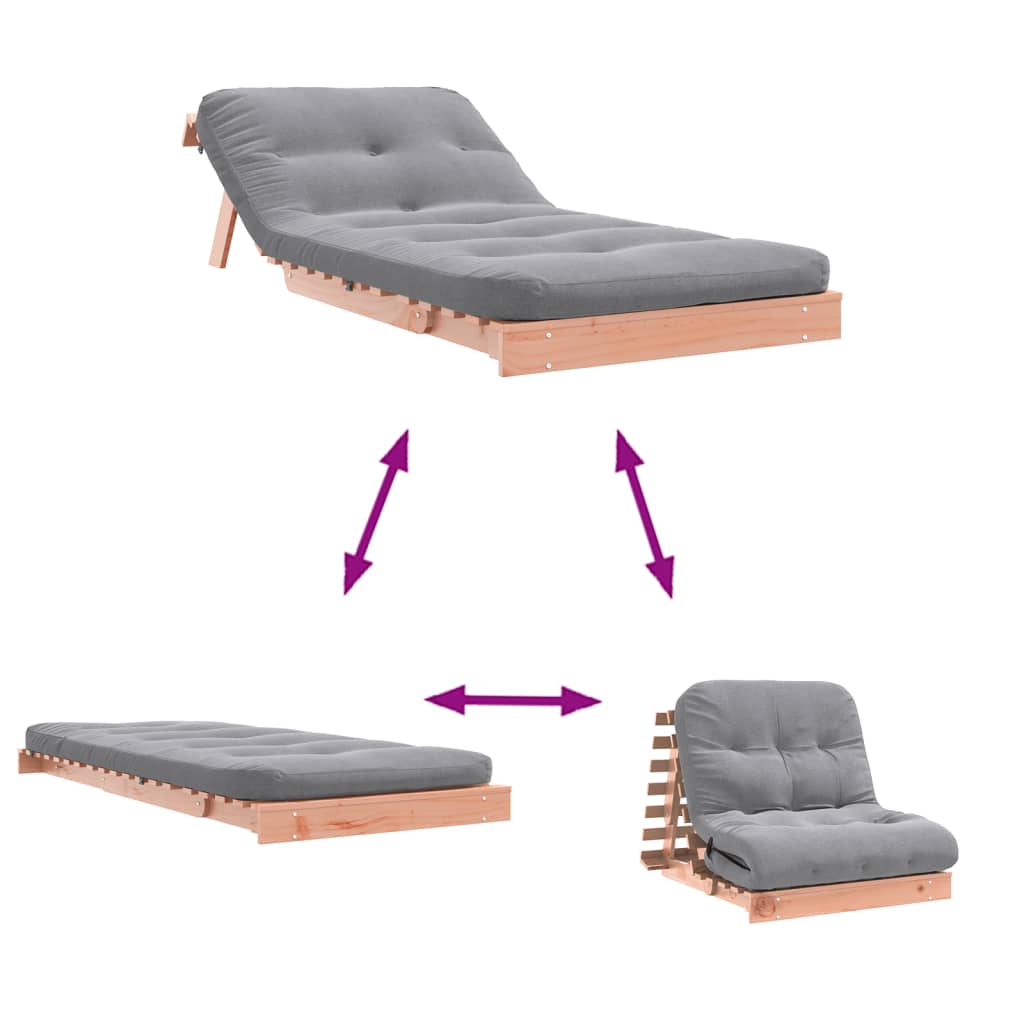 vidaXL Καναπές Κρεβάτι Futon/Στρώμα 80x206x11 Μασίφ Ξύλο Ψευδοτσούγκα