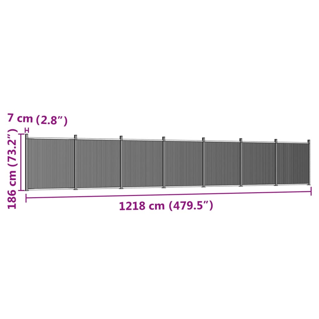 vidaXL Πάνελ Περίφραξης Γκρι 1218 x 186 εκ. από WPC