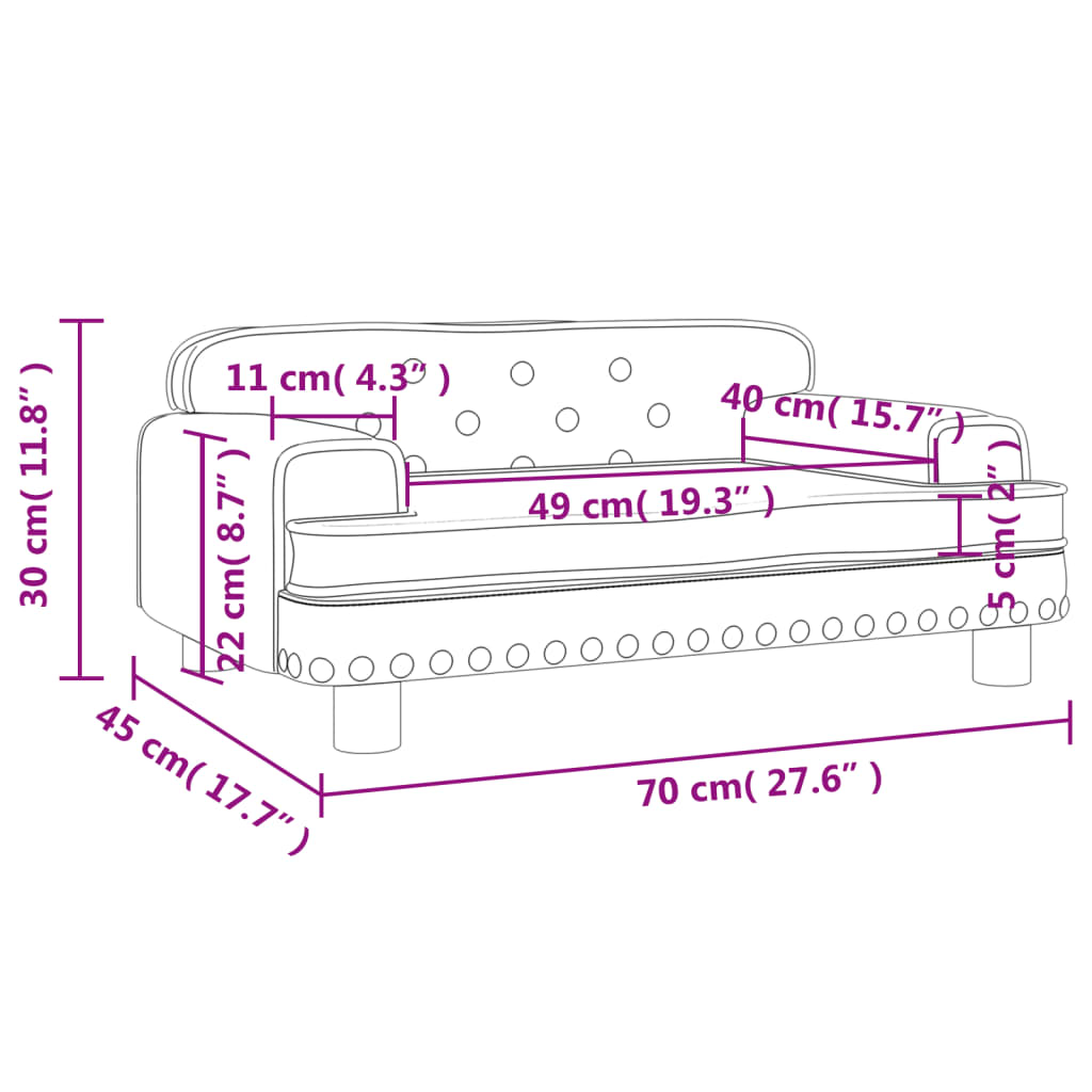 vidaXL Καναπές Παιδικός Μπλε 70 x 45 x 30 εκ. από Βελούδο