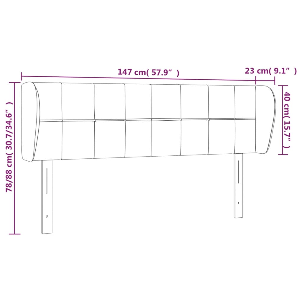 vidaXL Κεφαλάρι με Πτερύγια Σκούρο Γκρι 163x23x78/88 εκ. Βελούδινο