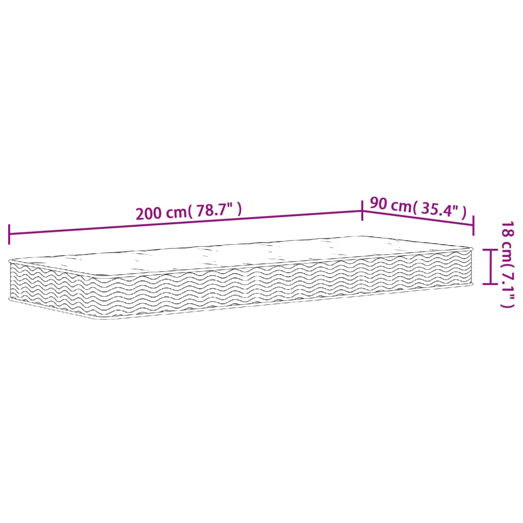 vidaXL Στρώμα με Bonnell Springs Medium 90 x 200 εκ.