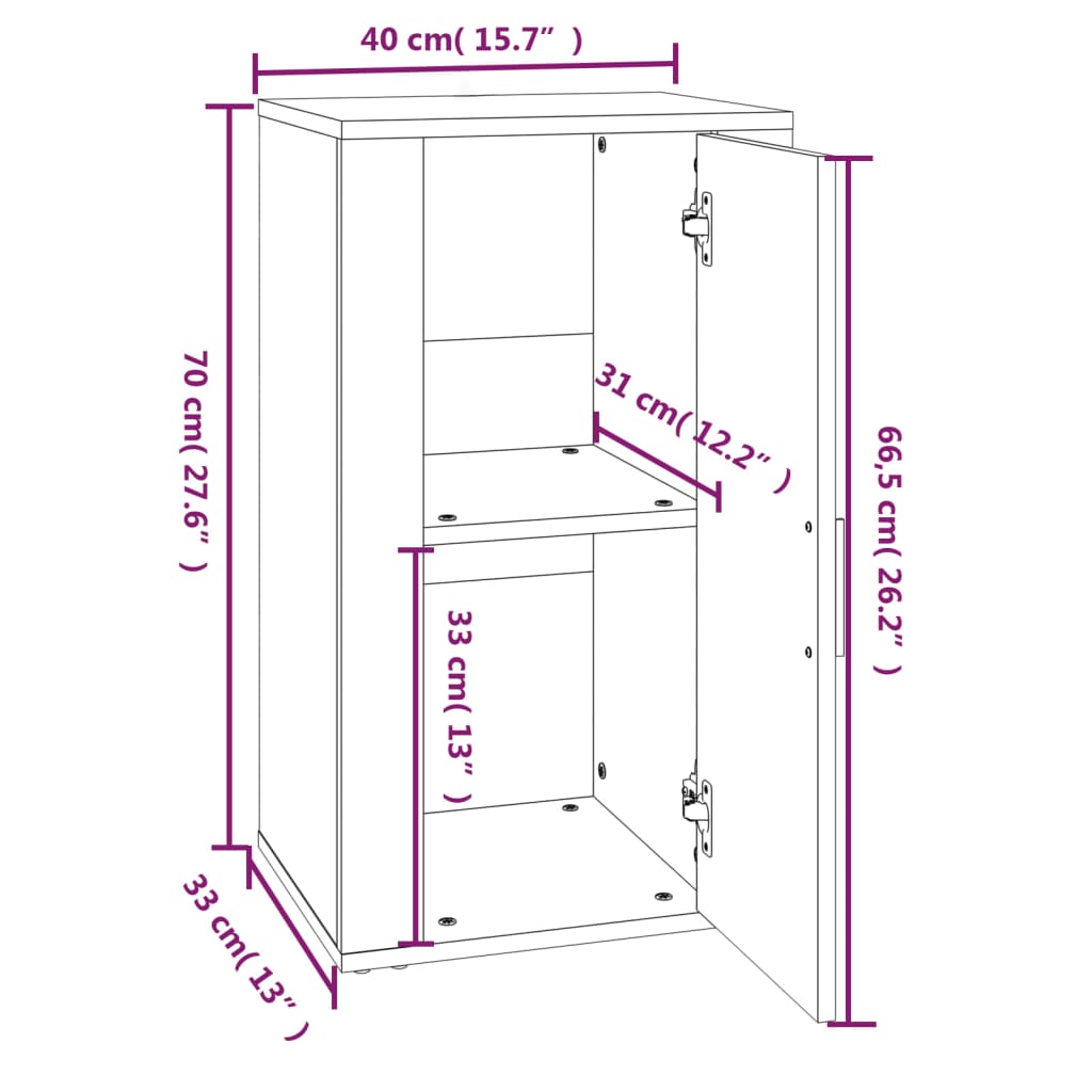 vidaXL Ντουλάπι Γκρι Sonoma 40 x 33 x 70 εκ. από Επεξεργασμένο Ξύλο