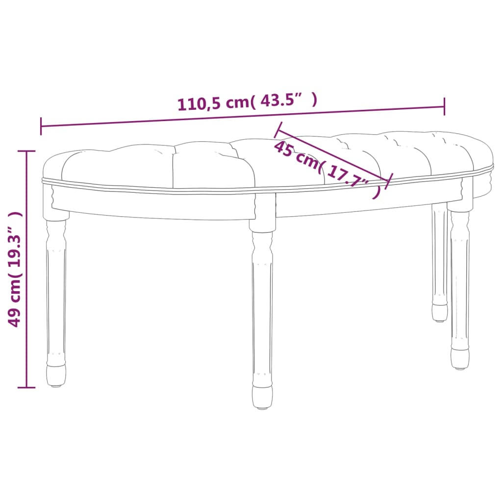 vidaXL Πάγκος Σκούρο Γκρι 110,5x45x49 εκ. Βελούδινος