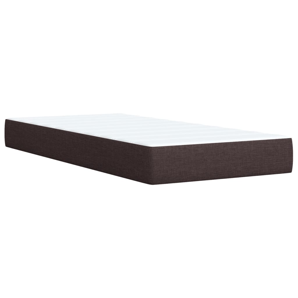 vidaXL Κρεβάτι Boxspring με Στρώμα Σκούρο Καφέ 100x200 εκ. Υφασμάτινο