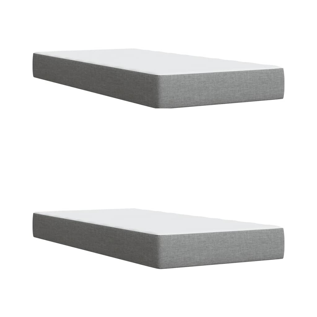 vidaXL Κρεβάτι Boxspring με Στρώμα Ανοιχτό Γκρι 200x200 εκ. Υφασμάτινο