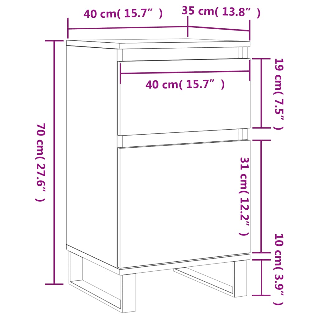 vidaXL Ντουλάπια 2 τεμ. Γκρι Sonoma 40x35x70 εκ. Επεξεργασμένο Ξύλο