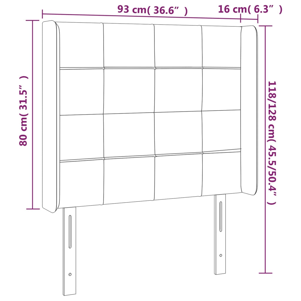 vidaXL Κεφαλάρι Κρεβατιού LED Μαύρο 93x16x118/128εκ. Βελούδινο