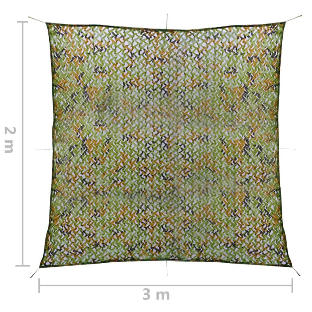 vidaXL Δίχτυ Σκίασης Παραλλαγής Πράσινο 2 x 3 μ. με Σάκο Αποθήκευσης