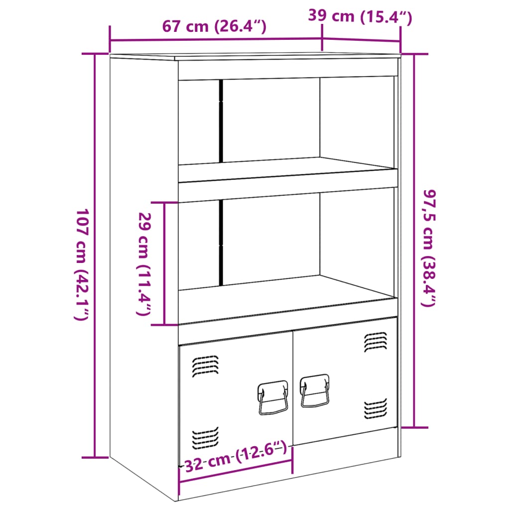 vidaXL Μπουφές Ανθρακί 67x39x107 εκ. από Ατσάλι