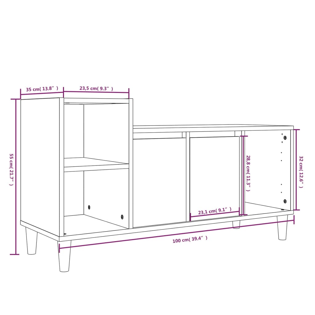 vidaXL Έπιπλο Τηλεόρασης Γκρι Σκυρ. 100x35x55 εκ. Επεξ. Ξύλο