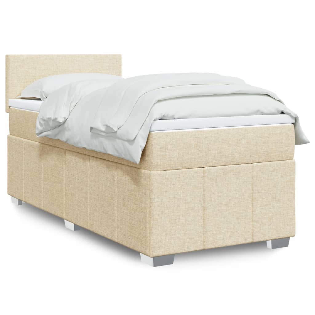 vidaXL Κρεβάτι Boxspring με Στρώμα Κρεμ 80 x 200 εκ. Υφασμάτινο