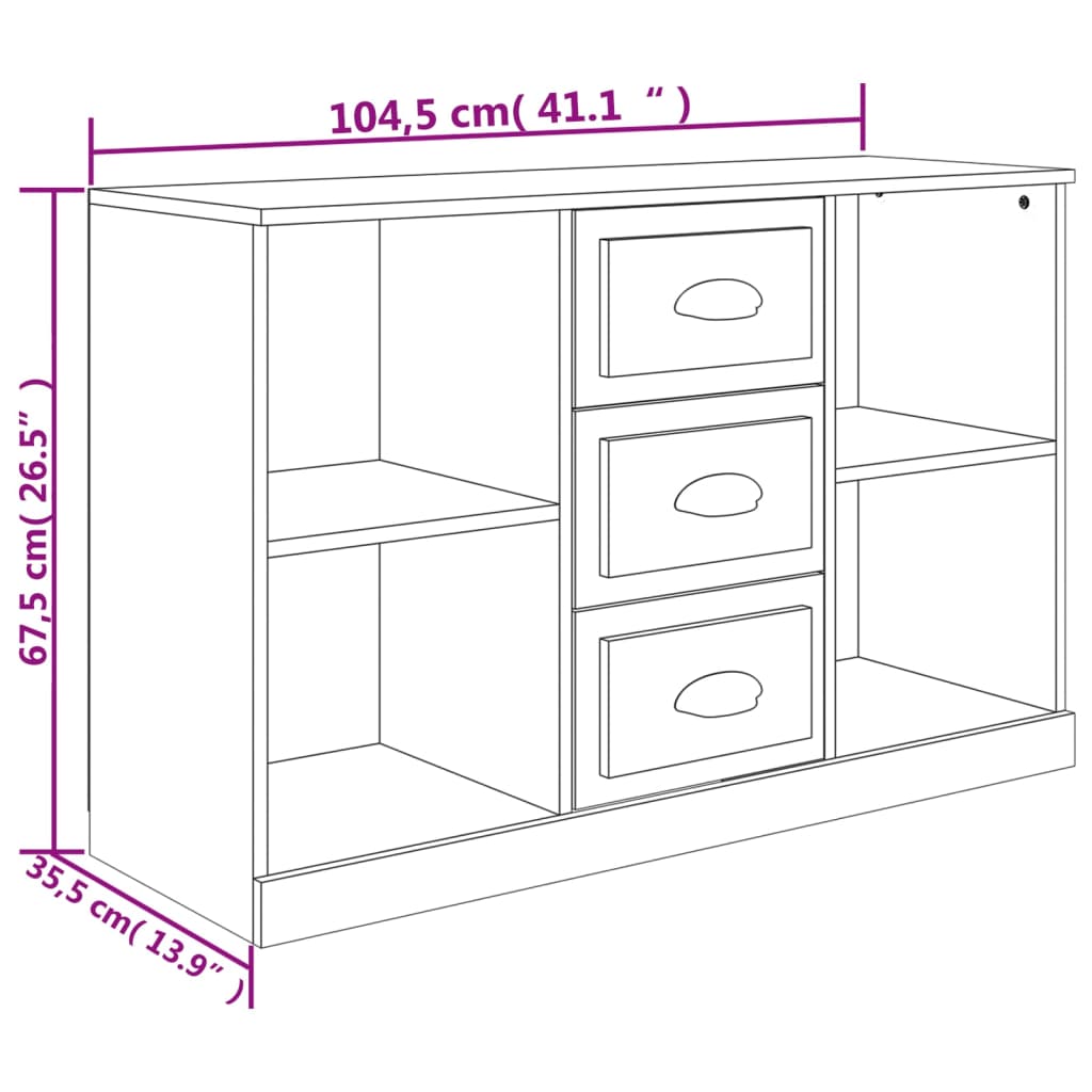 vidaXL Μπουφές Γκρι Σκυροδέματος 104,5x35,5x67,5 εκ Επεξεργασμένο Ξύλο