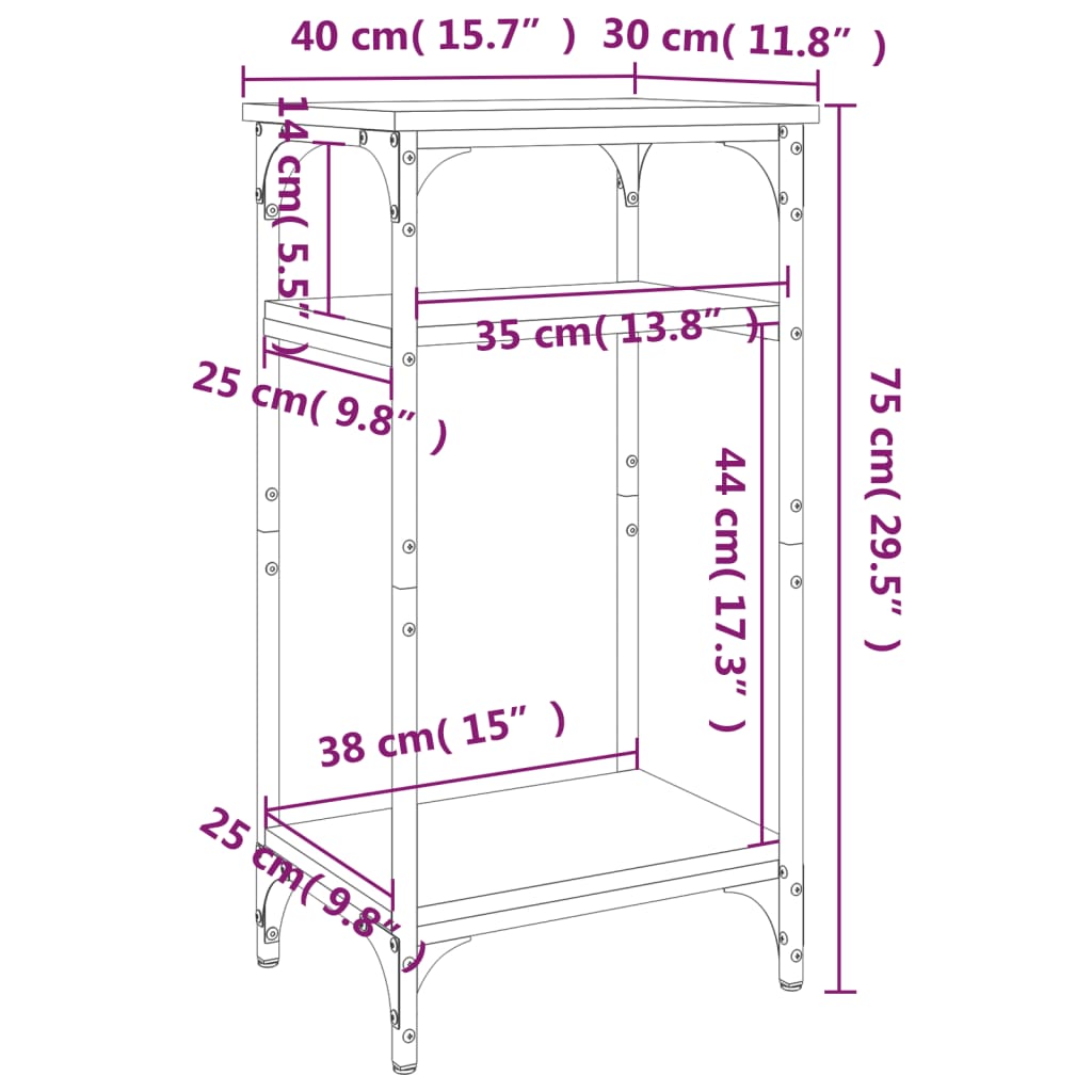 vidaXL Βοηθητικό Τραπέζι Μαύρο 40 x 30 x 75 εκ. από Επεξεργασμένο Ξύλο