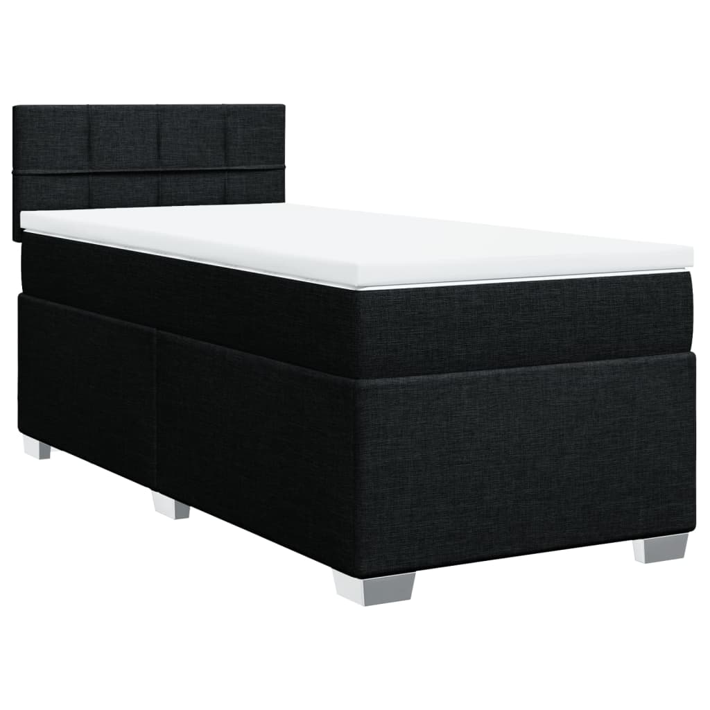 vidaXL Κρεβάτι Boxspring με Στρώμα Μαύρο 90x190 εκ.Υφασμάτινο