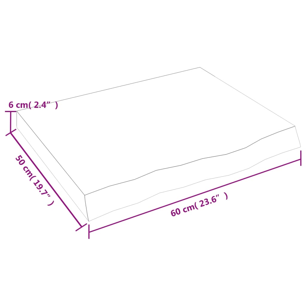 vidaXL Επιφάνεια Τραπεζιού 60x50x(2-6) εκ Ακατέργαστο Μασίφ Ξύλο Δρυός