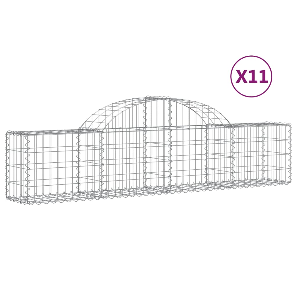 vidaXL Συρματοκιβώτια Τοξωτά 11 τεμ. 200x30x40/60 εκ. Γαλβαν. Ατσάλι