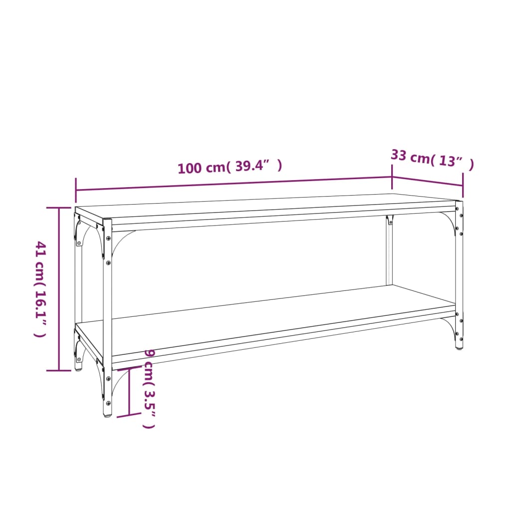 vidaXL Έπιπλο Τηλεόρασης Καπνιστή Δρυς 100x33x41 εκ Επεξ. Ξύλο&Ατσάλι