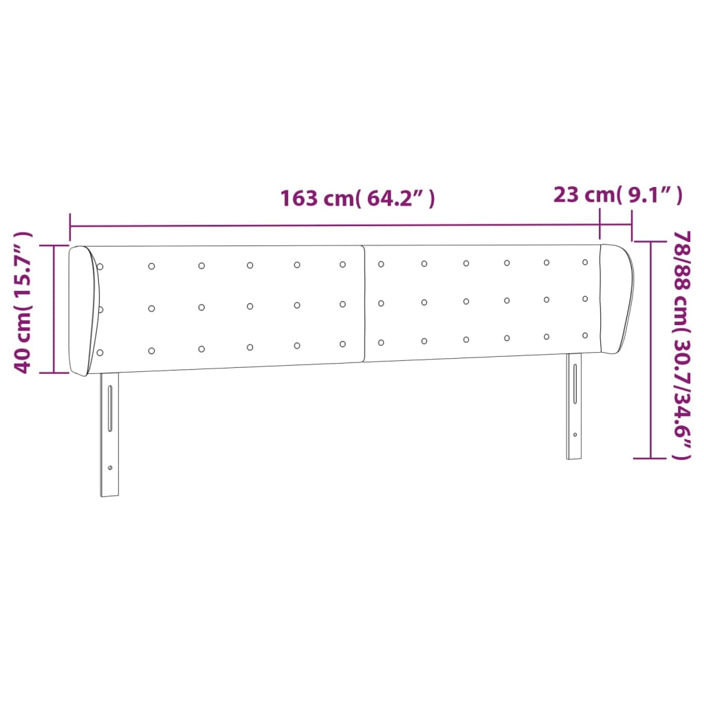 vidaXL Κεφαλάρι με Πτερύγια Μαύρο 163x23x78/88 εκ. Συνθετικό Δέρμα