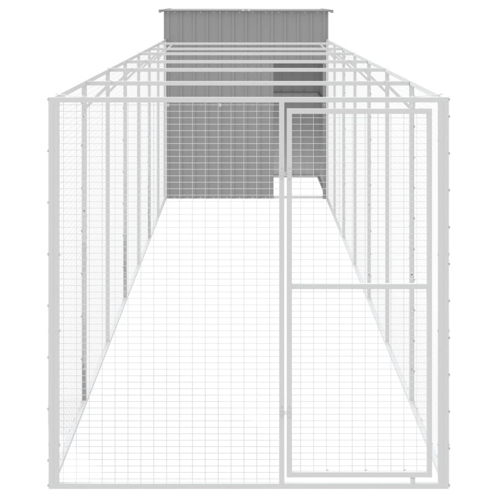 vidaXL Σπιτάκι Σκύλου με Αυλή Αν. Γκρι 165x863x181 εκ. Γαλβαν. Χάλυβας