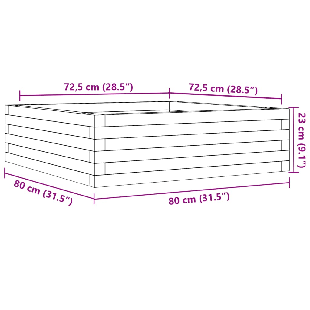 vidaXL Ζαρντινιέρα Κήπου 80x80x23 εκ. από Εμποτισμένο Ξύλο Πεύκου